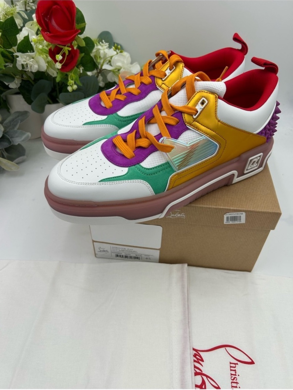 Men’s Christian Louboutin ASTROLOUBI multicolored sneaker size 45 made in Italy - Picture 3 of 9